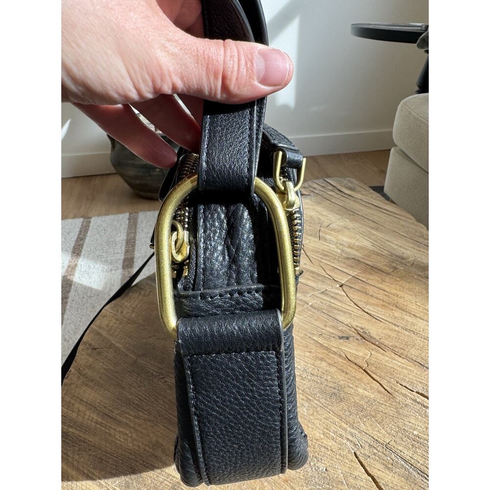 Fossil Camera Elle Crossbody Purse Medium Pebbled Leather Black - Picture 7 of 13
